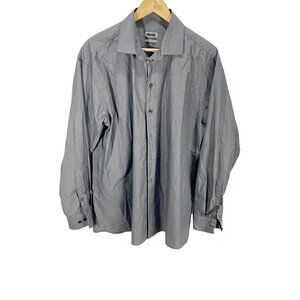 Unlisted Mens Button Up Shirt Solid Gray Regular Fit Long Sleeve Cotton‎ Blend L